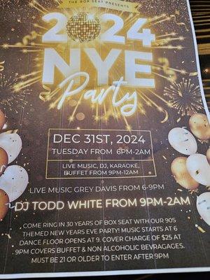 NYE Party flyer