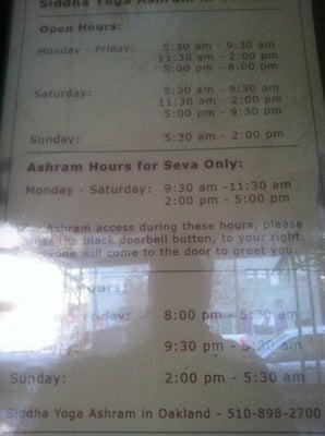 Ashram hours