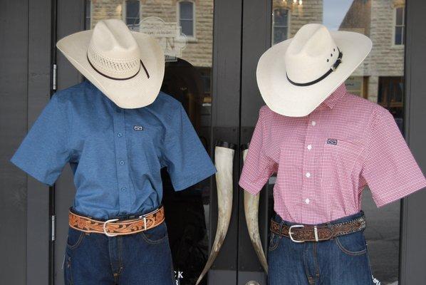 Kimes Ranch new Spring shirts for men! They are an awesome in this hot Texas weather!