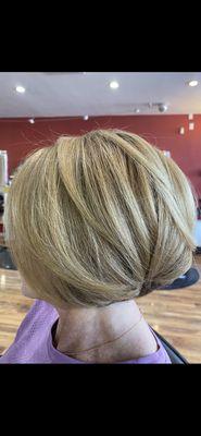 Grey coverage, highlights, haircut, client