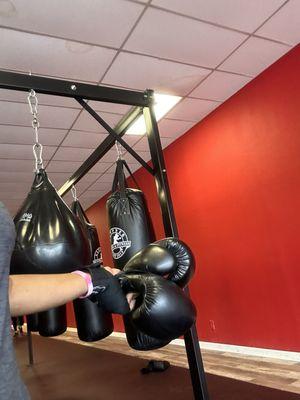 Boxing gloves, punching bags