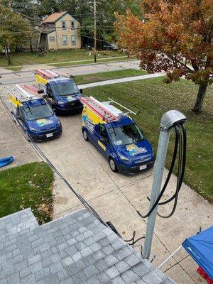 Blue Collar Electricians crew working at a home