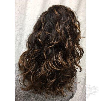 Rich Brunette with Balayaged golden tones