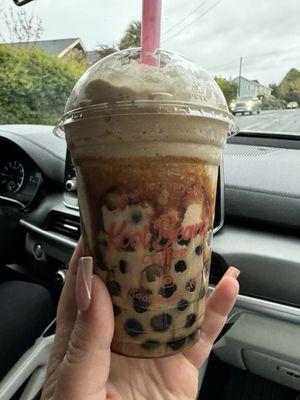 Brown sugar with extra boba (blended)