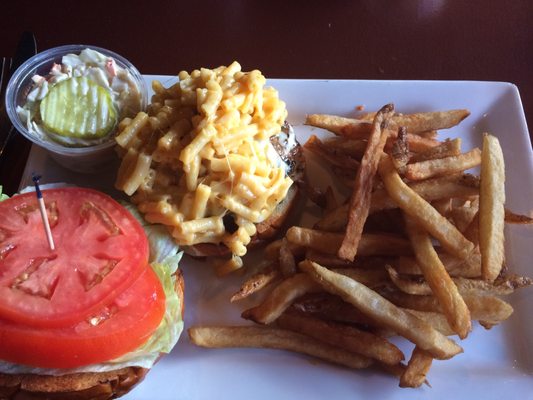 The mac&cheese stuffed burger. Omg it is so good!!! Sorry no picture of my drink. It was so good, I drank it too fast.