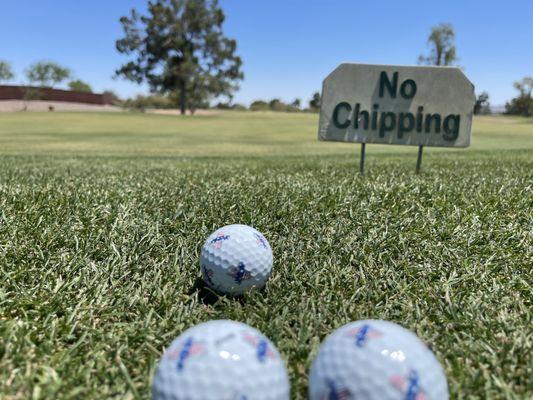 No Chipping on the range sir. (You didn't give us money to chip so fuck off!)