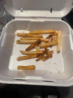 Cajun fries with a tray.