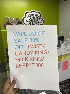 Sale on these vape brands until we sell out!