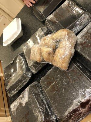 To go containers wrapped up tight and came with a side of bread