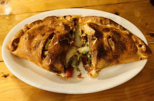 Calzone with chicken and artichoke