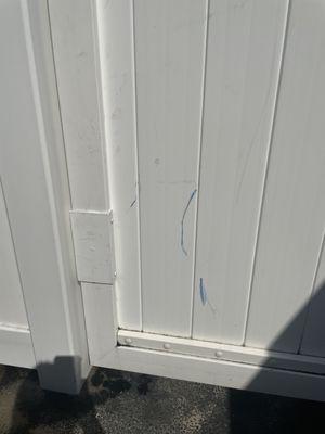 Our door we were reusing now all marked up from them.