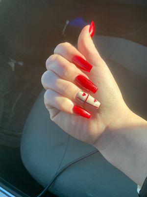 Red Valentine's Day nails, $45 (fill)