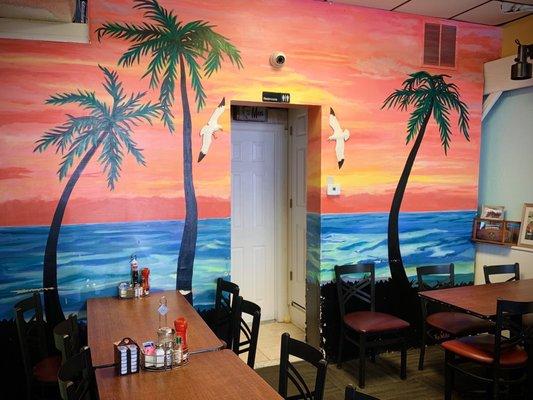 Mural inside cafe