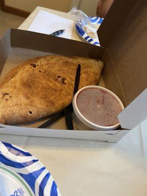 Calzone with ham and bacon