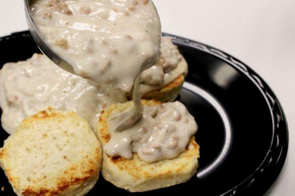 Biscuits with sausage gravy