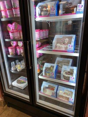 Cake shelving units at Baskin Robbins in Wichita Falls, Texas.