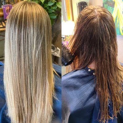 Beautiful balayage with foil or hands free