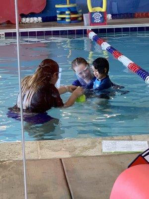 Swim with (ABA therapist CARD )and Lucas 3.5yrs old the Coach was amazing.