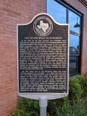 The Interurban in Burleson Historical Marker