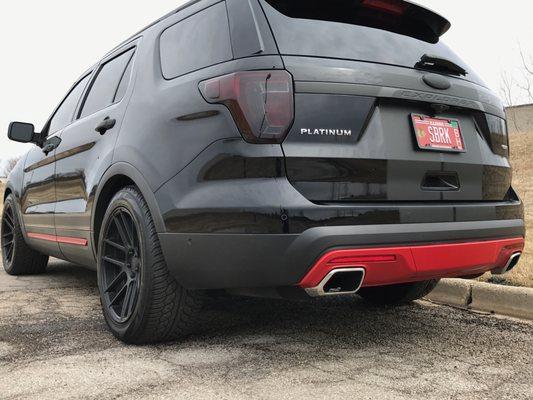 Red vinyl trim done my Midwest Tint & Vinyl.