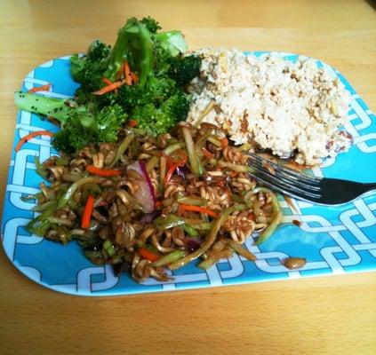 This is the "Three's Company" plate.  3 salads.  I picked the Vegetarian Protein Salad, Sesame Noodle Slaw, & poppy seed veggies