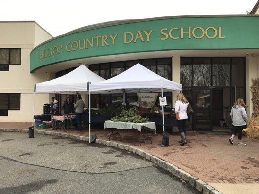 Entrance and veg stands