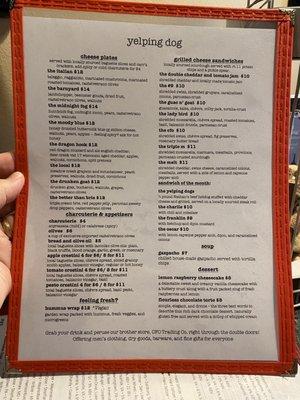 The food menu