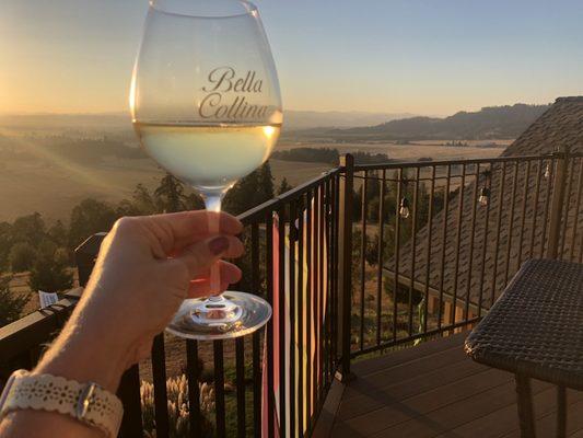 Wine with a beautiful view from top deck