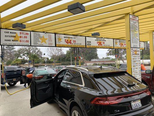 Early morning rush is no problem at Five Points Carwash.