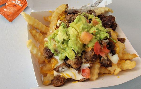 One of the BEST carne asada fries on the market; especially with their del inferno hot sauce. Quality over quantity