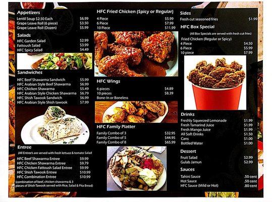 menu for choices...