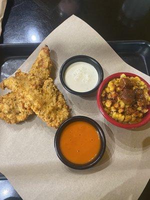 Chicken tender basket with street corn