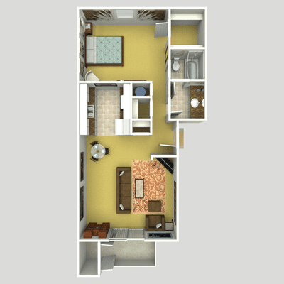 1 bedroom, 1 bath studio