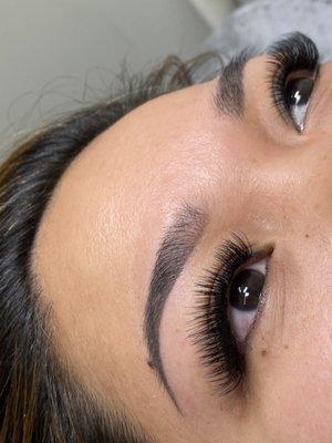 After 1 week of permanent makeup.  Lashes: Volume lashes