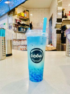 Blue Curacao Milk Tea Had Delicious Jelly Chunks Inside. Boba Optional.