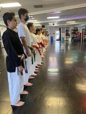 Students Lining up for class .