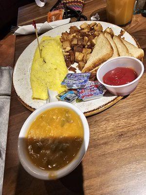 Denver omelet with green chili on the side