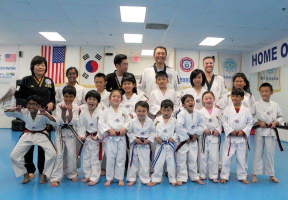 Congrats little warriors you did great!-Celebrating after getting their new belts.