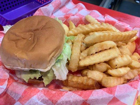 Best Burger around town with Fries or homemade curly Q's