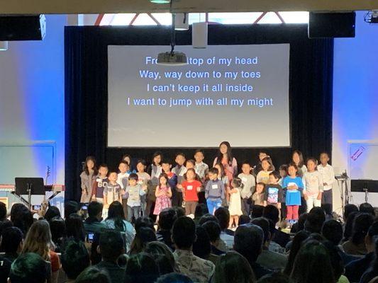 Children's ministry performing for Easter Service 2019