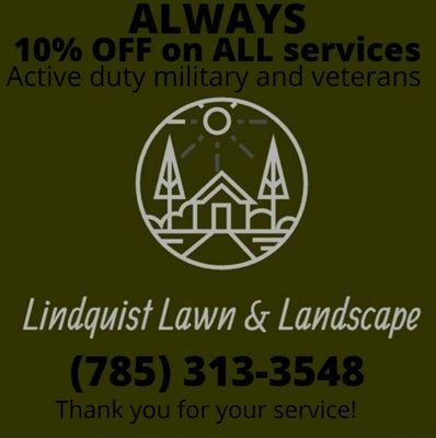 ALWAYS 10% OFF on ALL services to active duty military and veterans