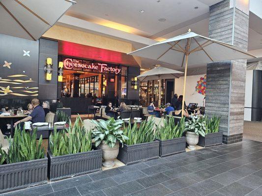 Outdoor seating, but inside the mall