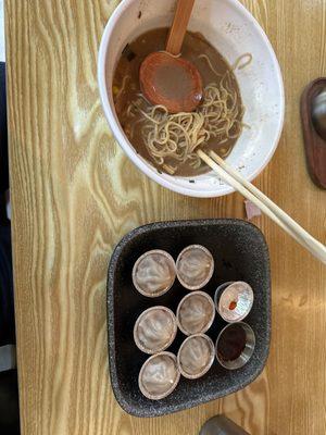 Miso Black Garlic Tonkotsu Shoyu Ramen and Steamed Xiaolongbao (8pcs). Excellent for lunch and refueling!