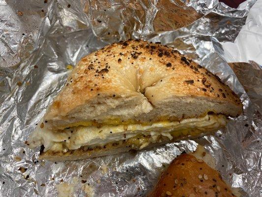 Everything bagel toasted egg white & cheese