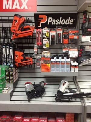 Carry Paslode gas powered Li-ion powered tools.