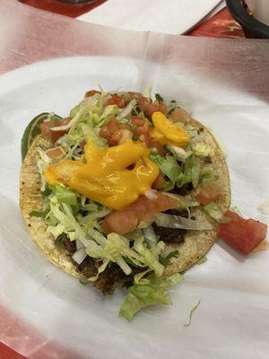 Beef taco with some added cheese from my fries