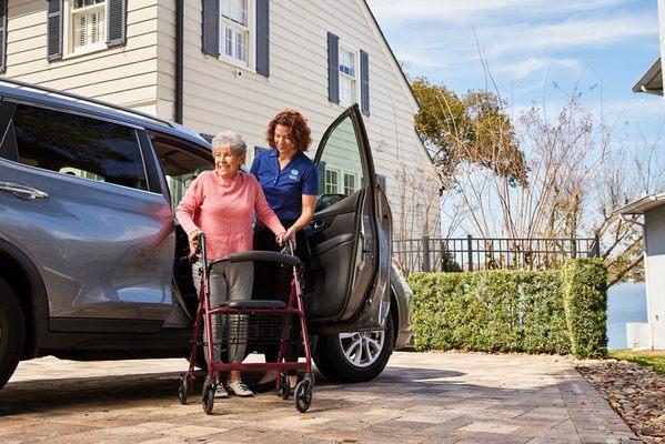 Caregiver assisting a client