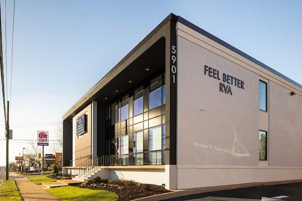 A view of the Feel Better RVA building from Broad Street