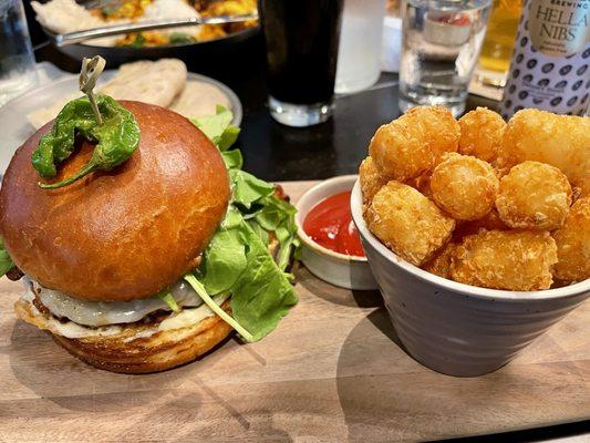 Twin crafts double burger and tots