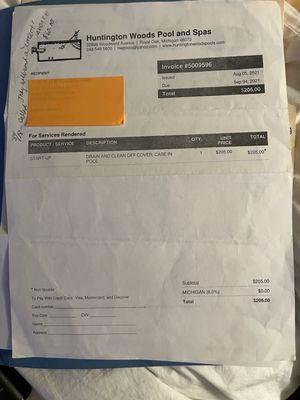 Notice my note on the left - I thought the invoice was a mistake, from $60.0 to  $250.00?